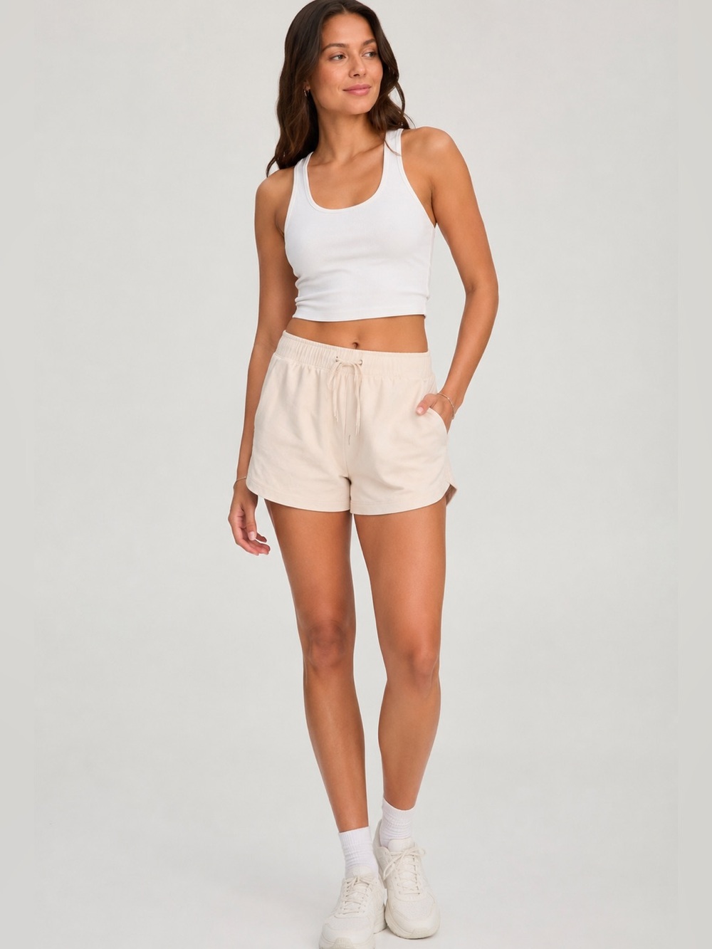 Old Navy Cream Active Shorts Size Small Drawstring